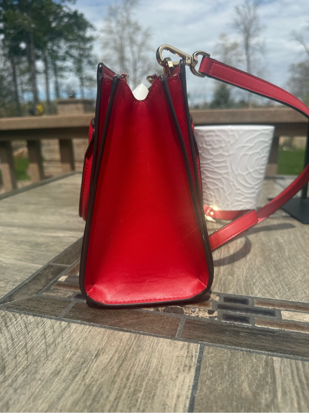 EUC Michael Kors Hope Red Saffiano Satchel Crossbody with Detachable Strap - Picture 4 of 11